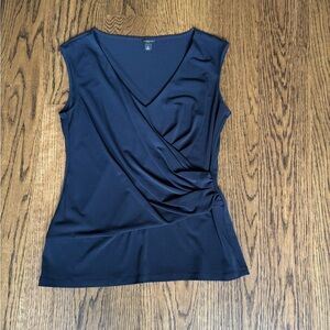 Ann Taylor Navy Wrap Blouse